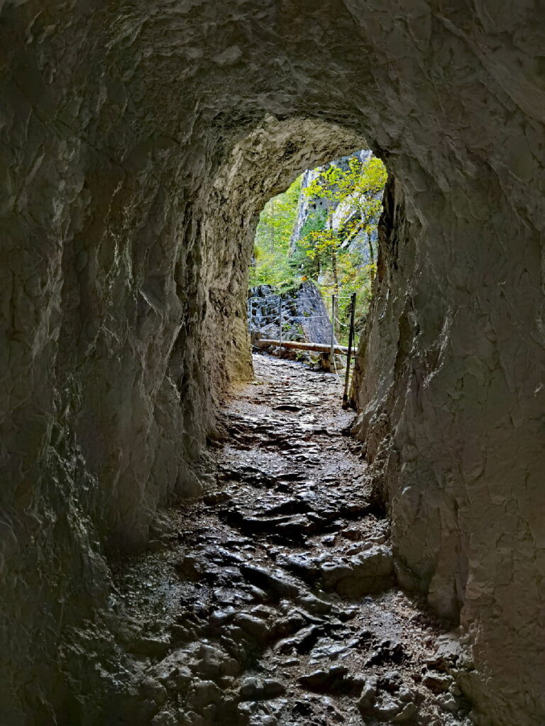 Zwischendurch geht es auch einmal durch einen Felsentunnel